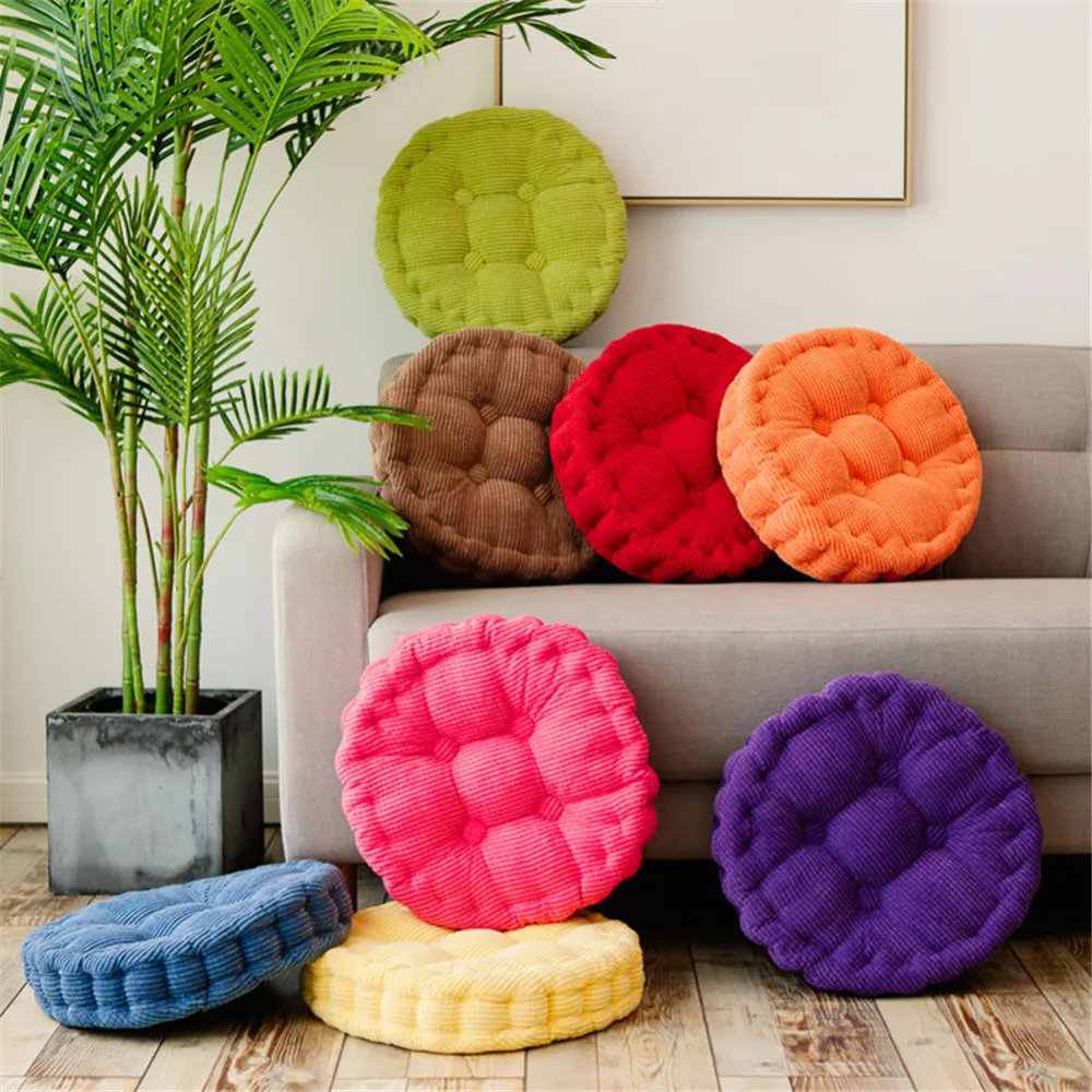 

Home Office Decor Comfortable Cotton Seat Cushion Office Chair Pad Thick Solid Color Round Corduroy Mat Fat Pad