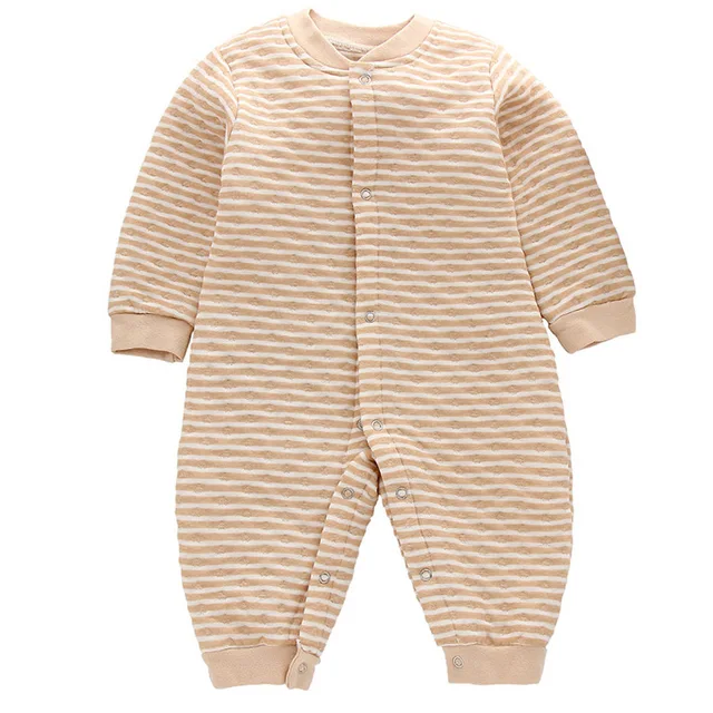 Baby Quilted Romper Jumpsuit Winter Long sleeved Buckle Unisex colored