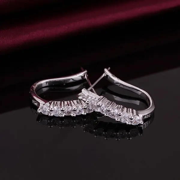 

Wholesale High Quality Jewelry 925 jewelry silver plated Cute Zircon Earrings for Women best gift SMTE312