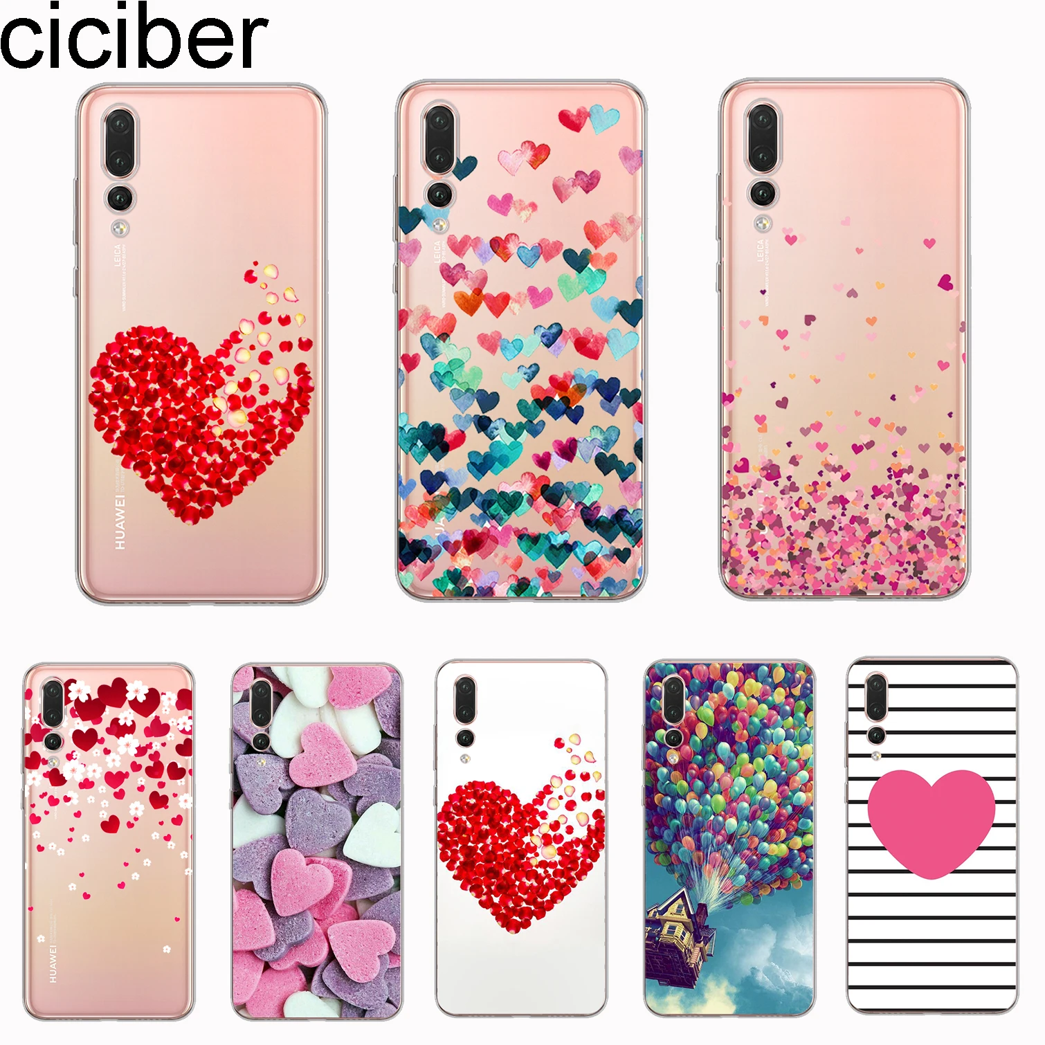 ciciber Cover For Mate 20 10 9 Lite Pro X Huawei P Plus smart 2019 Phone Cases Soft TPU Design Love Heart |