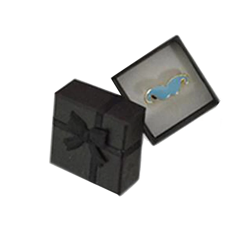 Мода 19 цветов бумажная лента ожерелье серьги кольцо посылка Коробка Цветочный 4*3 см 5*5 см 5*8 см органайзер для хранения ювелирных изделий Подарочная коробка - Цвет: Black 4X4CM