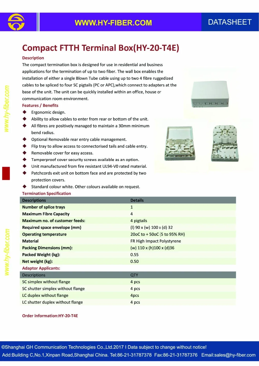 Compact FTTH Terminal Box(HY-20-T4E)
