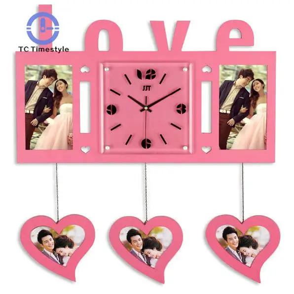 

Wooden Photo Frame Wall Clock Love Fashion Creative Mute Home Decoration Accessories Modern Design Wall Clocks