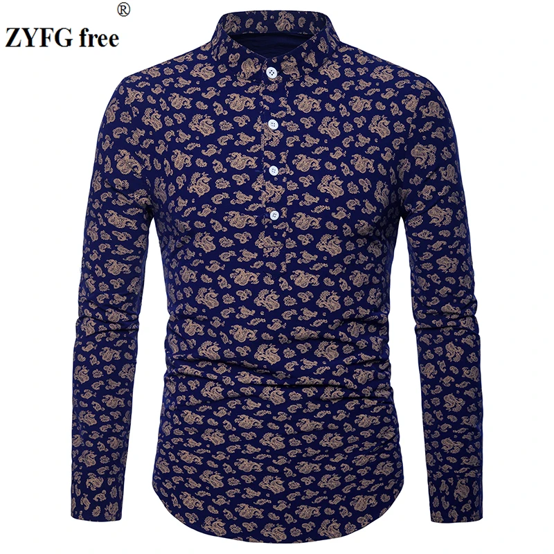 

New Men casual Shirt Cotton Blended Mandarin Collar shirts Breathable Comfy Traditional Deformed sleeve design shirts EU size