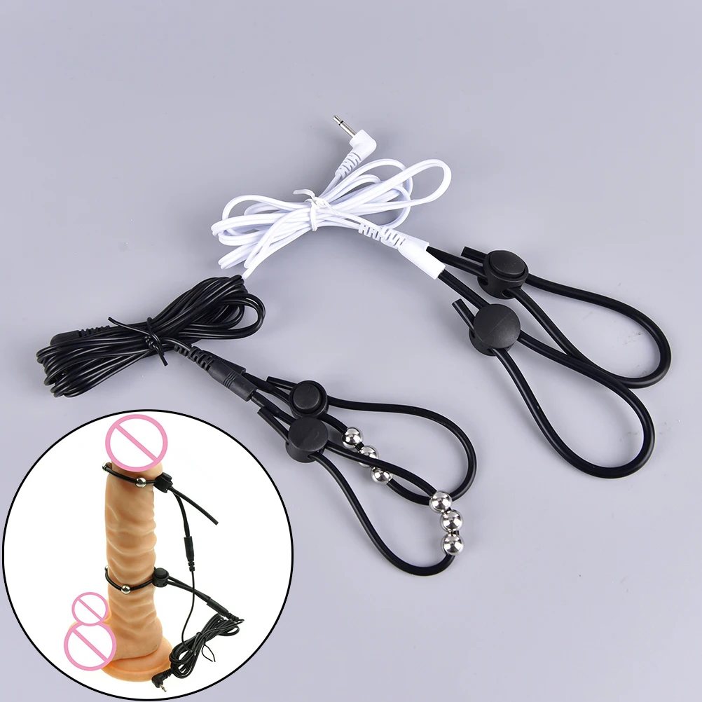 

E-Stim Monopolar Conductive Loops Cock Rings Ball Penis Rings Electro Penis Ring Rubber Tube TENS Electrodes Medical Loops