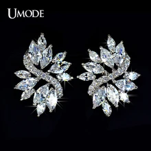 UMODE Fashion Jewelry Rhodium plated Marquise cut AAA+ CZ Flower Shaped Post Stud Earrings For Women AUE0025