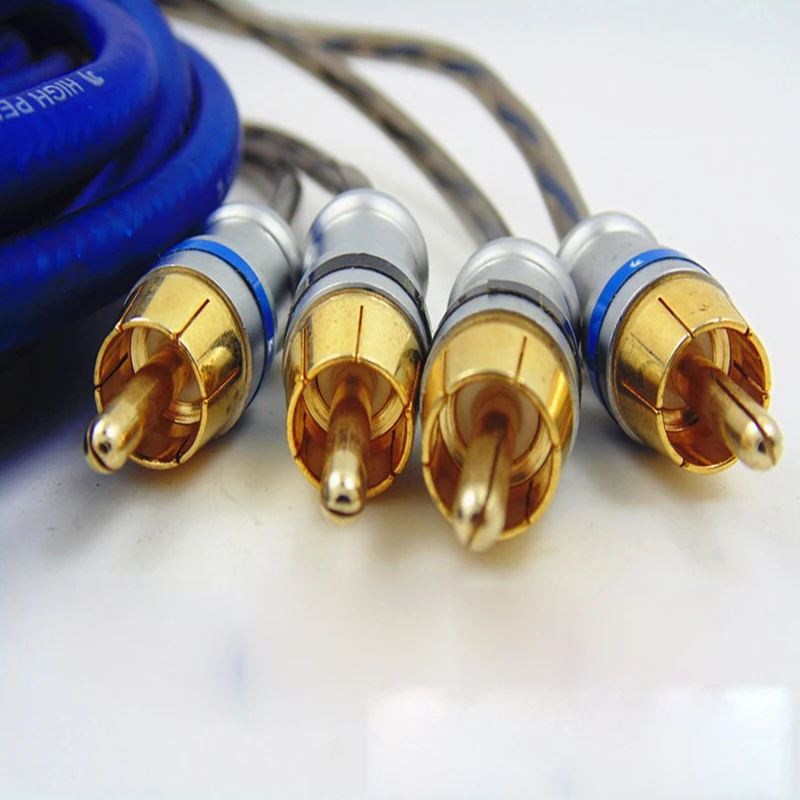 -rca de Cobre Livre de Oxigênio Cabo de Áudio de Alta-grade Cabo Conversor Amplificador Subwoofer Azul 5 m 9 -RCA de cobre livre de oxigênio cabo