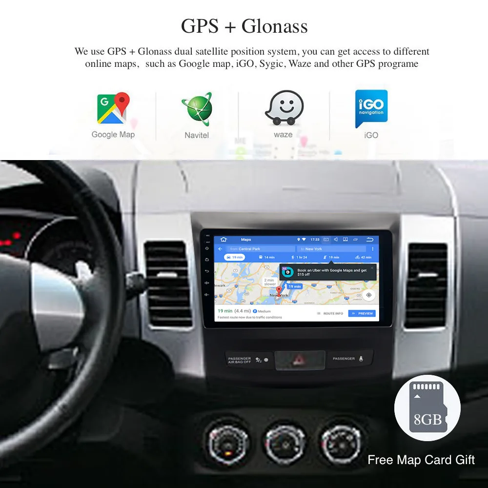 Sale Android 9.0 2 Din GPS for Mitsubishi Outlander 2007 - 2012 Peugeot 4007 Car Radio PX6 DSP IPS HDMI 4Gb+64Gb RDS WIFI BT Free Map 1