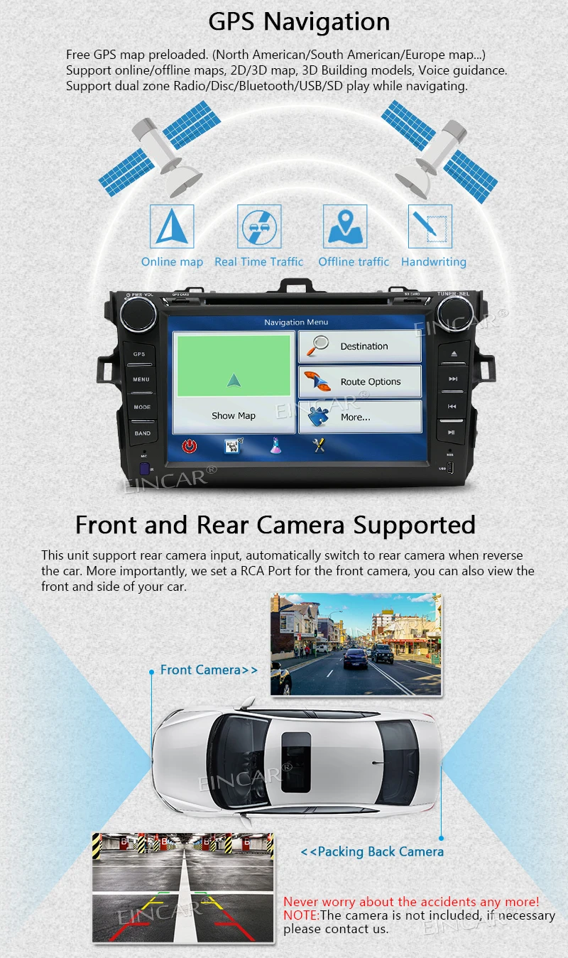 Flash Deal EinCar 2GB 32GB Android 7.1 Car Stereo Octa Core Double 2 Din In Dash Bluetooth Radio GPS Mirror Link 3G WIFI SD/USB OBD2 1080P 3