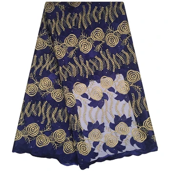 

2018 Embroidery French Tulle Net Lace With Stones Nigerian Women Wedding African Lace Fabric Sewing Material With Stones 1119B