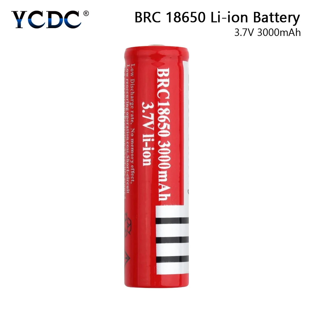 

YCDC 1/2/4/6/8pcs Red 3.7 V Volt 3000mah BRC 18650 Rechargeable Battery Li-ion Lithium Battery For Laser Pointer Toy Flashlight