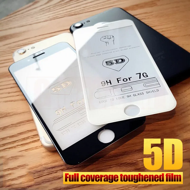 5D изогнутое полное покрытие из закаленного стекла для iphone 6 7 Plus, Защитное стекло для экрана для iphone 7 8 Plus X, защитная пленка