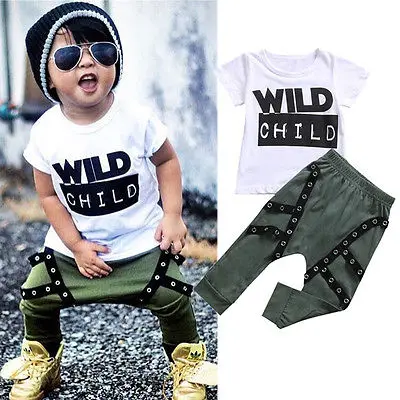

2pcs Newborn Toddler Kids Baby Boys Clothes Outfits T-shirt Tops+ Long Pants Set