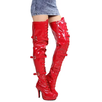 

Platform Red Over Knee Boots High Heels Women Shoes Thigh Long Boots Fashion Fenty Beauty Boots Ladies Gothic Shoes Big Size 43