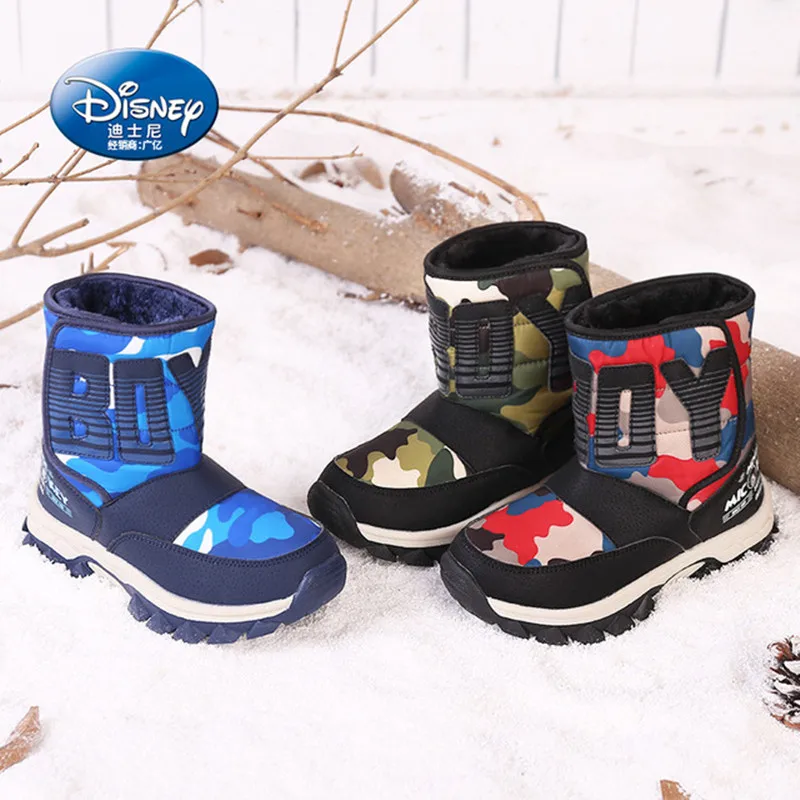 

Disney kids boots winter platforms snow boot fur toddler girl shoes tipsietoes plush lining boys anti-slippery snowboot patch