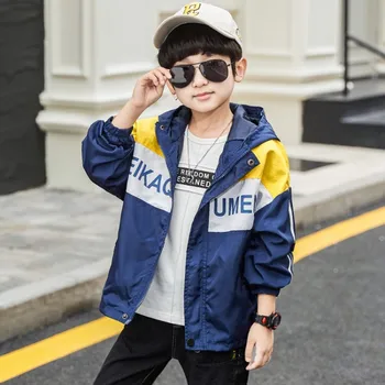 

Boys Hooded Jacket Autumn Windbreaker For Teenage Boy Outerwear Spring Children Coats Kids School Clothes Teens Tops Sportswear