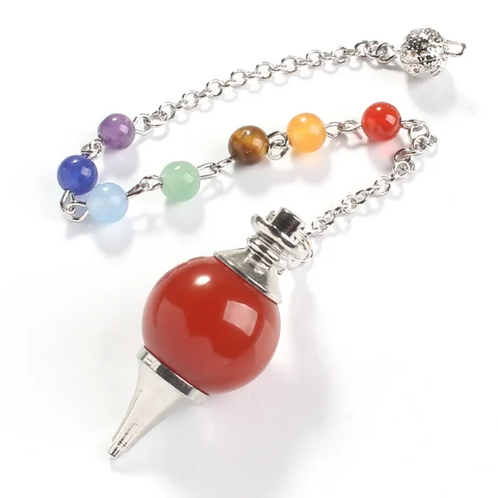 Natural Gnergy Gemstone~ Mixed 10Pcs 20mm Natural Stones Ball Healing Pendulums Stone Beads Chain Chakra Pendant Dowsing Pendulum Jewelry 6 AA00201017903g