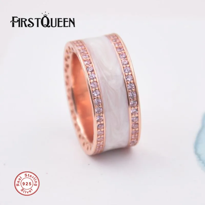 

FirstQueen New Arrival Hearts of Brand Enamel Ring anillos de plata 925 Rings For Women anillos Fine Jewelry