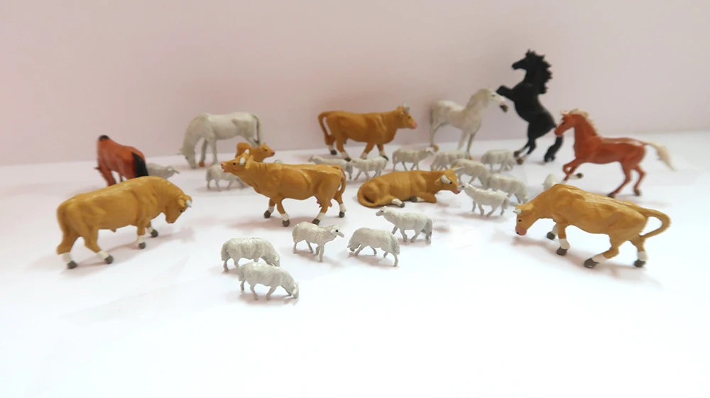 1/87 модель поезда хо масштаб животных, крупного рогатого скота, лошадей и овец миниатюры диорамы рис песок стол сцены микро все для макета