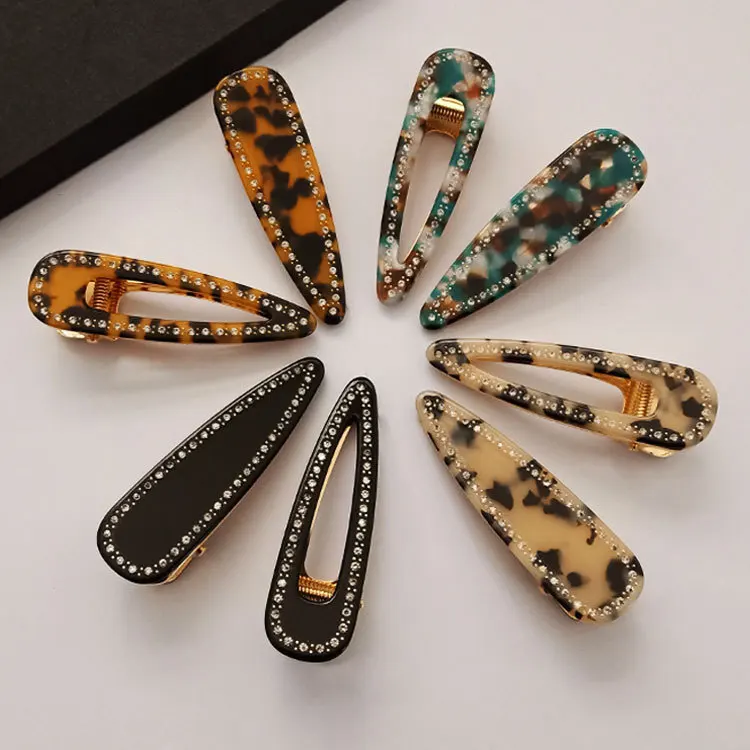 

acrylic hair clip acetate toka leopard rhinestone hairclips korean hair accessories wholesale