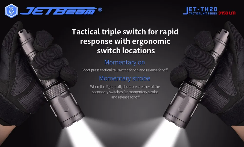 2020 JETBeam TH20 светодиодный фонарик 3450 Люмен Cree XHP70 Выделите фонарь для самообороны с