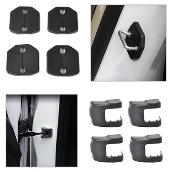 

beler 4Pcs Car Door Striker Cover Lock Protector + 4Pcs Door Check Arm Protection Cover For Ford Focus MK 3 Fiesta 2011 - 2014