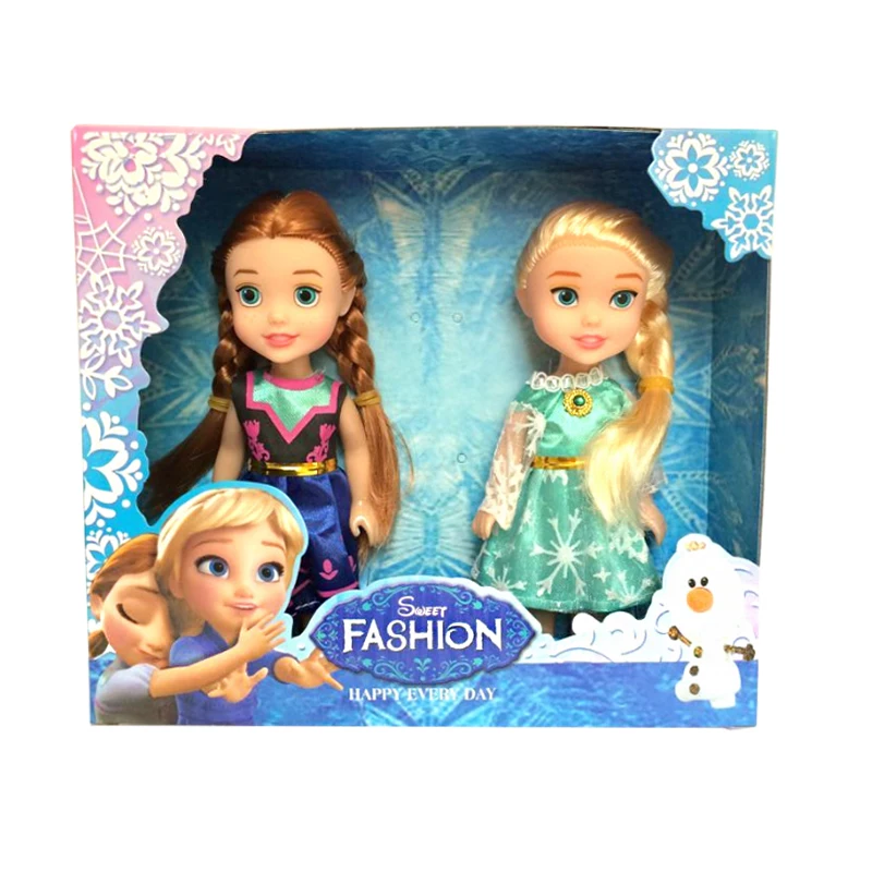 2pcs Disney 16cm Cute Toy Doll Frozen Princess Doll Cartoon Anna Elsa Doll for Childrens Christmas Gift Toys