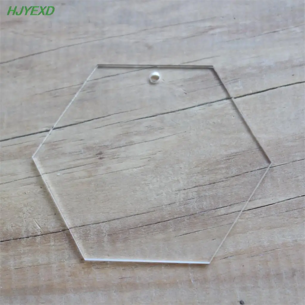 

76MM Blank Acrylic Hexagon Key Chains Clear Keychains Eco-Friendly Party Deco Tags Laser Cut 3"-AC1458A