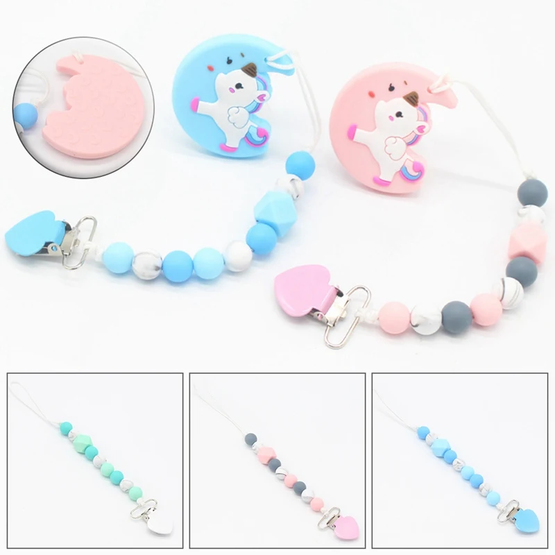 Baby Pacifier Clip Silicone Bead Dummy Clip Holder Cute Pacifier Clips