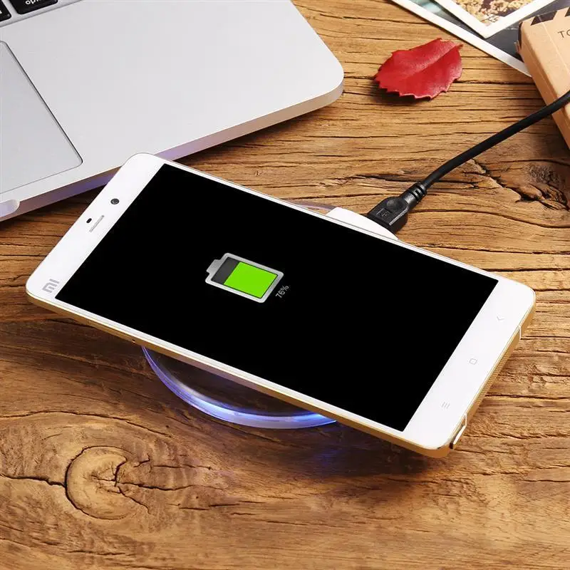 

Wireless Charger Micro USB Fast Charging For Android Phone Fashion Round Clear Indicator Light Adapter Receptor For Samsung HTC