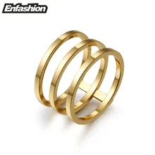 Enfashion 3 filas anillos de capas de oro rosa plateado anillo de acero inoxidable anillo del nudillo anillos para las mujeres joyería anillos bagues