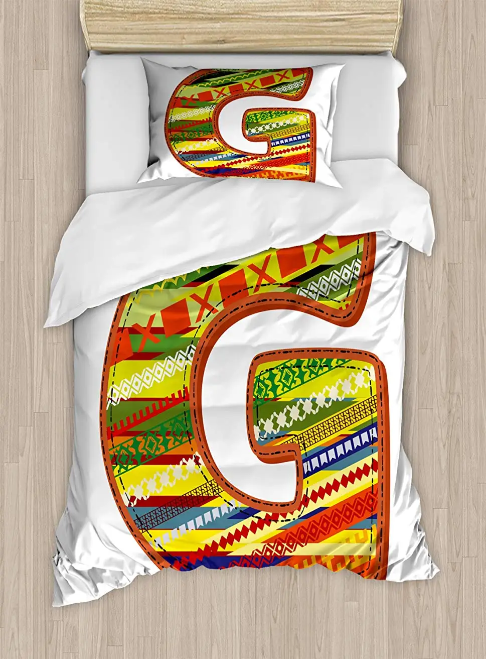 

Letter G Duvet Cover Set G Letter Character Language System Learning College Surname Red Calligraphy Design 3 Piece Bedding Set