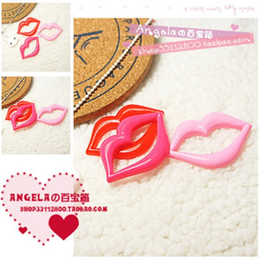 

For DIY Decoration 18pcs Mixed 58*42mm Really So Kawaii Flat Back Reisn Cabochon Lip