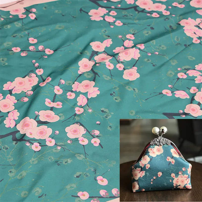 

FYS7 50*140cm Plum Blossom Soft Gambiered Guangdong Gauze High Quality Qipao Cheongsam Fabric DIY Fabric For Sewing Hand-made