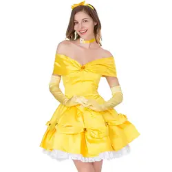 Косплей Любовь belleza hecha a medida y La Bestia Belle princesa vestido largo amarillo disfraz de cosplay para fiesta de Navidad