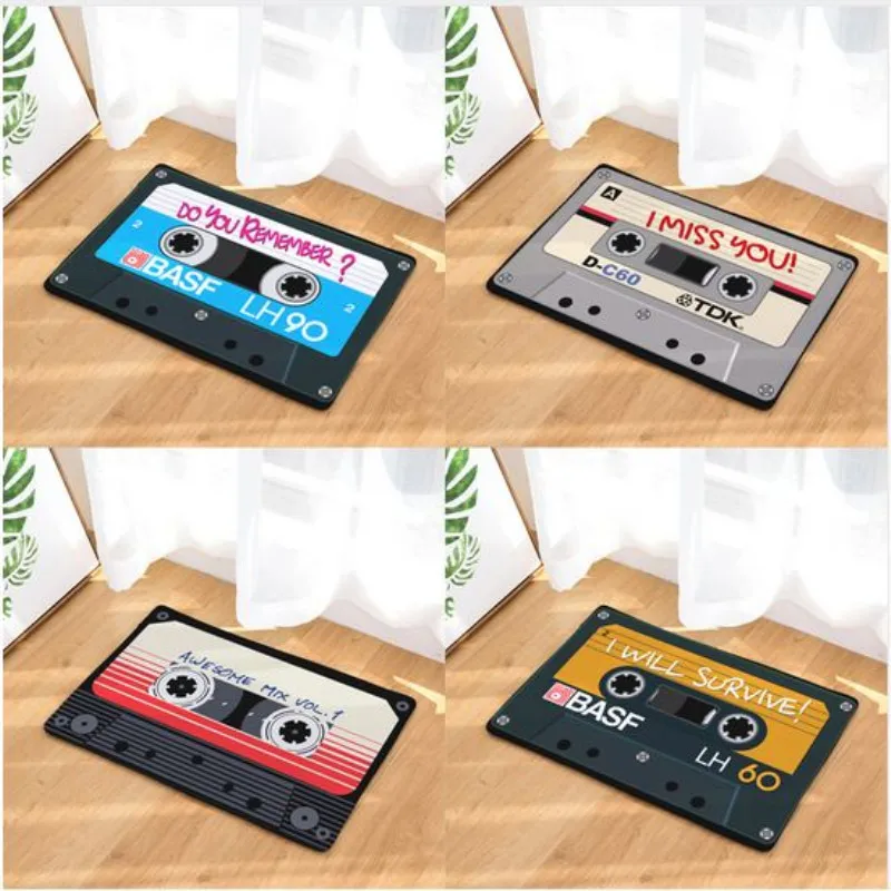 Vintage Entrance Anti-Slip Doormat Magnetic casset Tape Mix Tape Carpets Bedroom Rugs Decorative Stair Mats Home felpudo deurma Vintage Entrance Anti-Slip Doormat Magnetic casset Tape Mix Tape Carpets Bedroom Rugs Decorative Stair Mats Home felpudo deurma