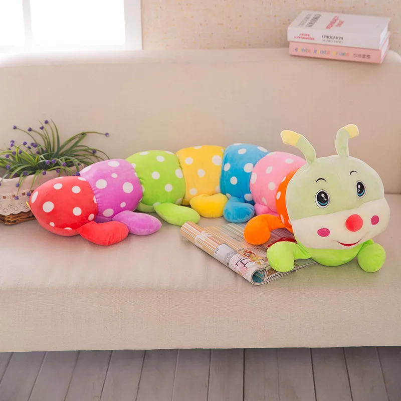 

23.6in Cute soft cartoon doll plush toys colorful caterpillar sleep pillow for baby kids children