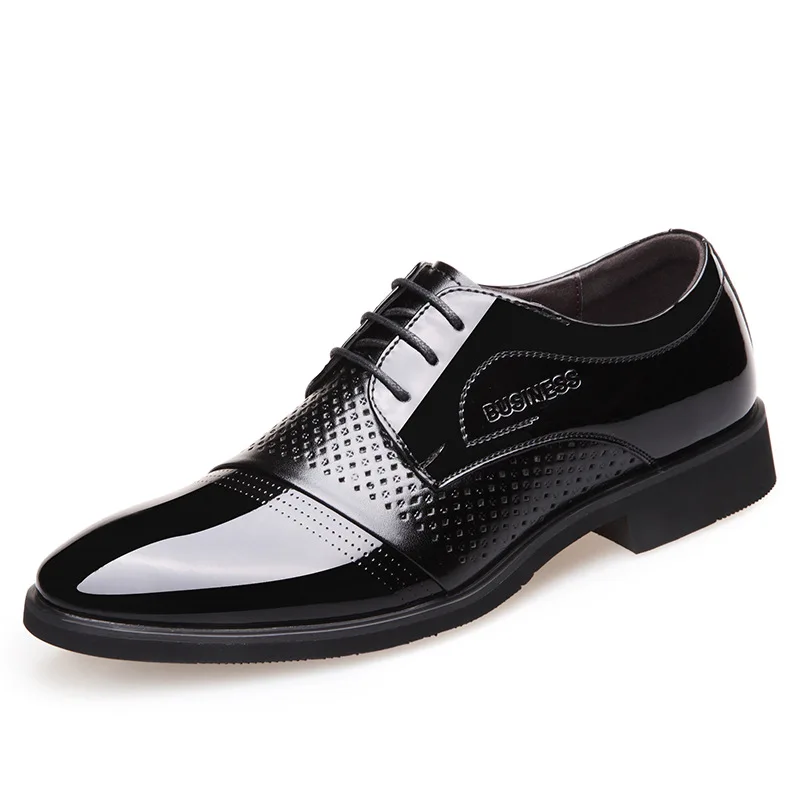 

High quality patent leather breathable man shoes solid fashion crocodile hot sales shoes men lace up business men flats
