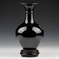 Jingdezhen Sharply Glaze Black Ceramic Vase Lotus Pattern For Modern Home Sitting Room Adornment 2