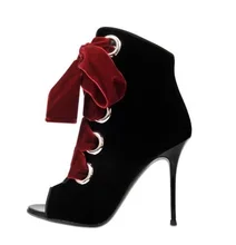 New Arrival Lace-up Velvet Ankle Boots Peep Toe Thin Heel Gladiator Sandal Boot For Woman Stiletto Heel Open-toe Bootie New Arrival Lace-up Velvet Ankle Boots Peep Toe Thin Heel Gladiator Sandal Boot For Woman Stiletto Heel Open-toe Bootie