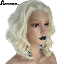 Best Price Anogol High Temperature Perruque 360 U Part 613 Blonde Short Deep Wave Frontal Hair Wigs Synthetic Lace Front Wig For Women Best Price Anogol High Temperature Perruque 360 U Part 613 Blonde Short Deep Wave Frontal Hair Wigs Synthetic Lace Front Wig For Women