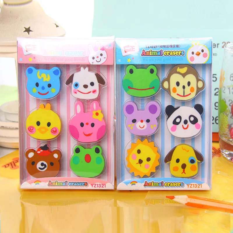 1lot=12 set!cartoon animal eraser Set / cute small prize / rubber