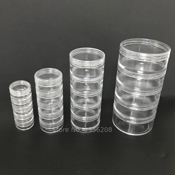 

Transparent Plastic Cosmetic Storage Containers Minerals Display Clear Makeup Stackable Small Jar 5 layer