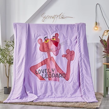 

Cartoon Summer Quilt Bedspread Blanket Comforter soft Bed Cover Twin full Queen Quilting kids purple Pink Panther bedclothes