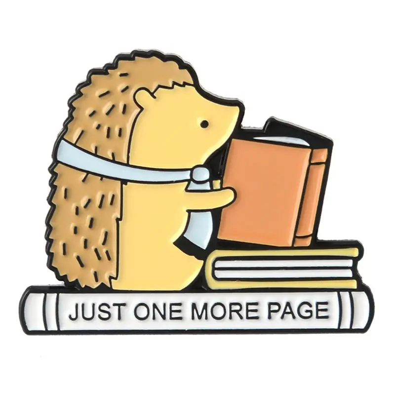 

Hedgehog Brooch Read Books Cute Funny Fashion Badge Denim Jacket Bag Backpack Student Pins Lapel Enamel Pin Jewelry Creative