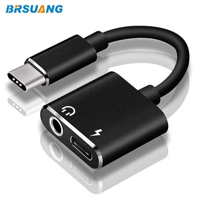 BRSUANG 2 в 1 usb type-C штекер 3,5 мм разъем адаптер для наушников type-C адаптер для быстрой зарядки для samsung huawei Xiaomi Oneplus и т. Д