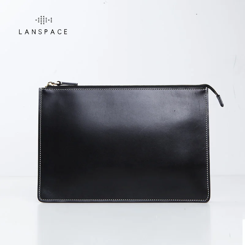 

LANSPACE genine leather men wallets handmade men bag brand handbag