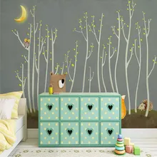 Customized 3d wallpaper Nordic hand-painted woods small animals children background wall high-grade waterproof material Customized 3d wallpaper Nordic hand-painted woods small animals children background wall high-grade waterproof material