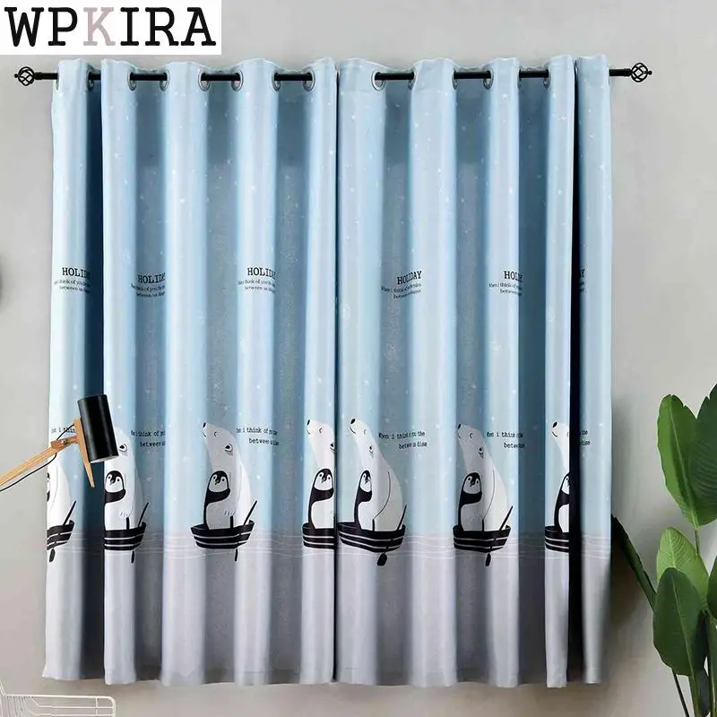 

Short Curtain Cartoon Leafes Design Half Shade Curtains For The Bedroom Printed Children Modern Curtain For Living Room ST004&30