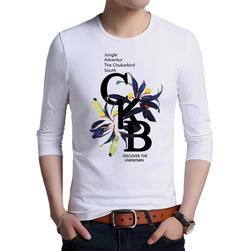 

BROWON Brand Mens T Shirt Long Sleeve O-neck Regular Fit T-shirt Letter Printing Casual Cotton Oversized T Shirt Size M-5XL